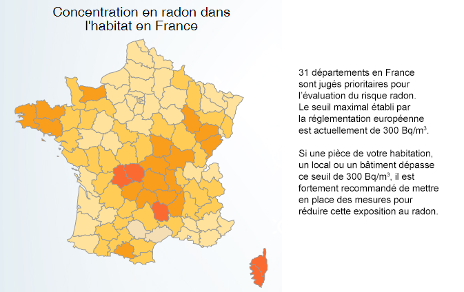 Carte concentration radon