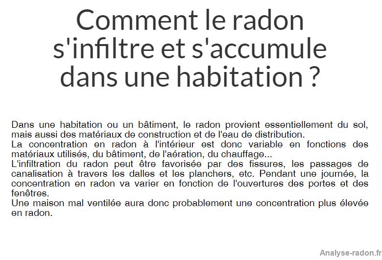 Infiltration radon